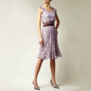 Talbots 100% Silk Crepe Watercolor Floral Dress, Size 10, Wedding, Shower, Date